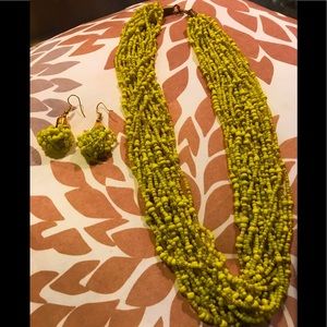 Beaded necklace and earrings